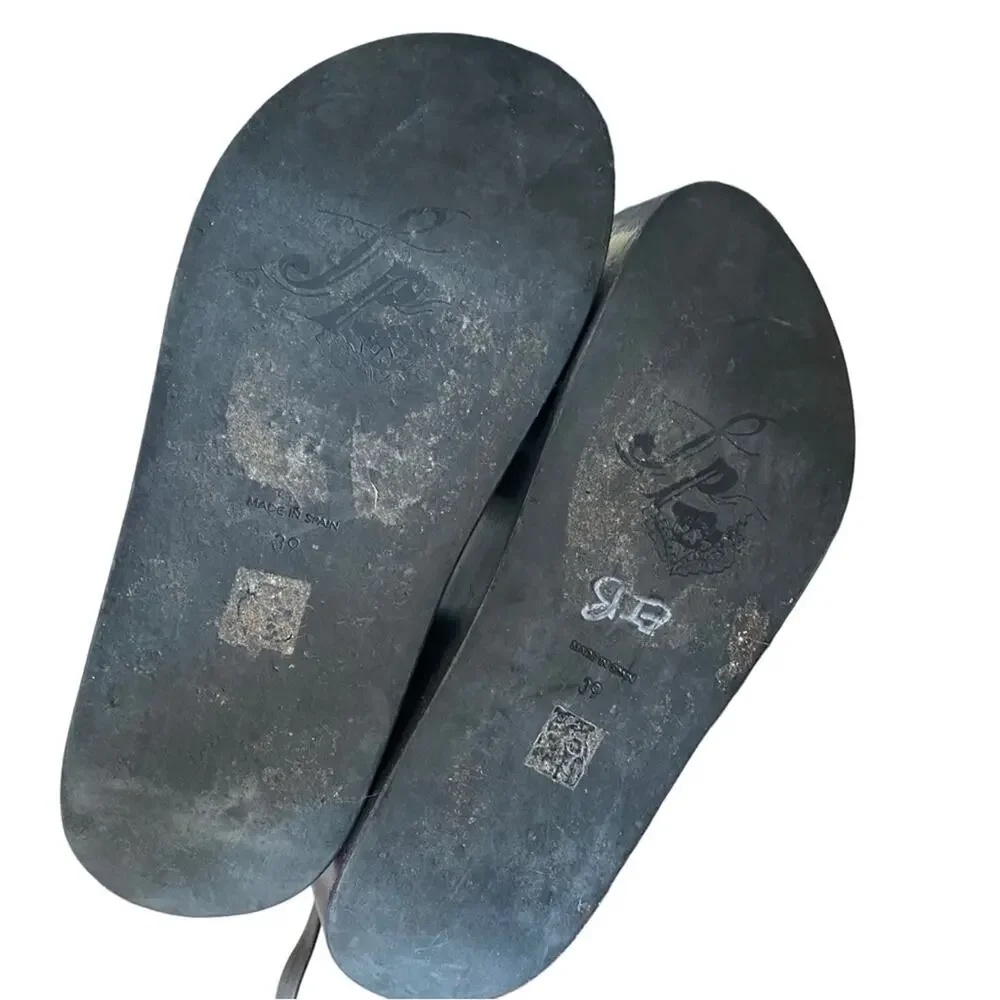 Free People Midnight Mood Black Leather Platform Lace Up Sandals 39 size 9 - Picture 7 of 10